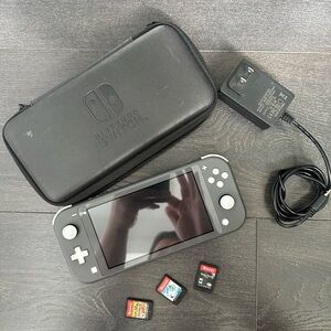 Nintendo Switch with case and 4 games